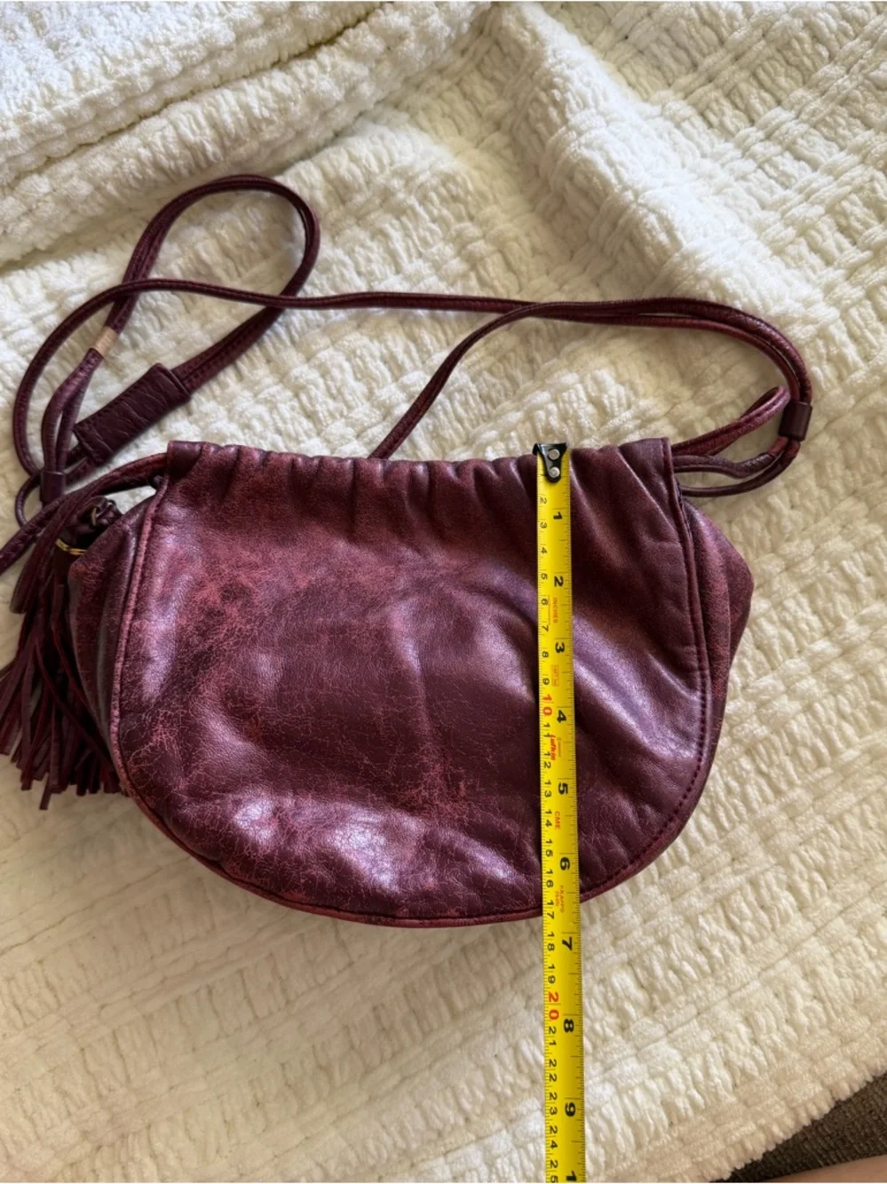 Vintage Ganson San Francisco Metallic Burgundy Leather Mini Bag‎ Tassel Y2K Boho